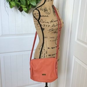 Alternative leather crossbody bag coral